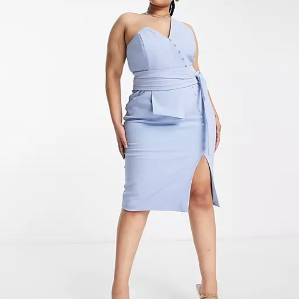Lavish Alice one shoulder orgami blue dress size 14 NWT bridesmaids - Picture 3 of 3
